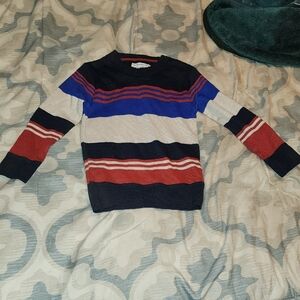 Striped Sweater with Red and Blue Accents